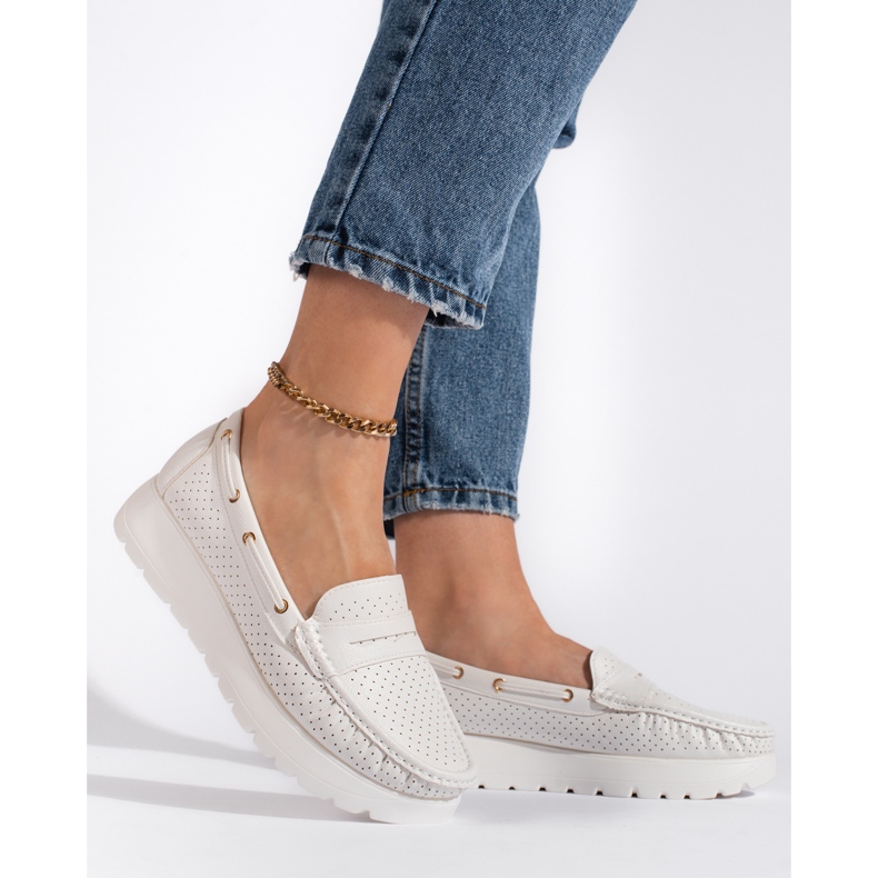 Goodin Stylové bílé dámské mokasíny bílý 2