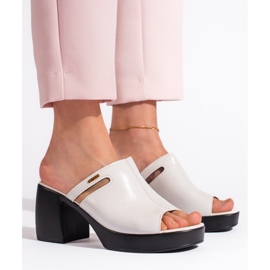 Goodin Bílé dámské žabky na vysokém podpatku bílý 2 Goodin Bílé dámské žabky na vysokém podpatku bílý 2