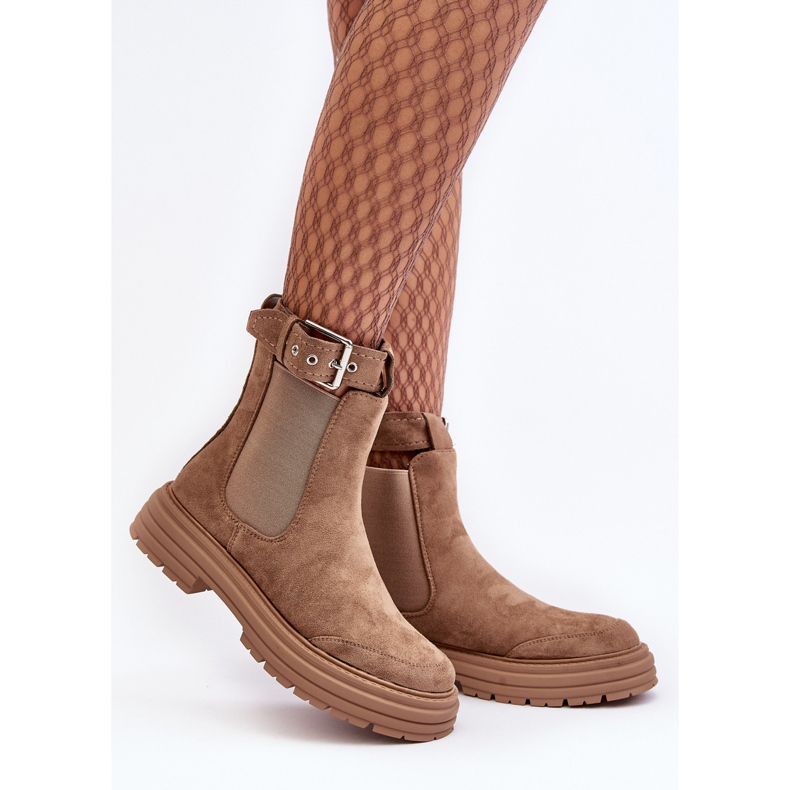 Semišové boty Chelsea na masivní podrážce, Béžová Ozaro béžový 2