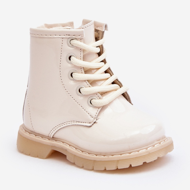 Dětské lakované kotníkové boty na zip, Béžová Tibbie béžový 2