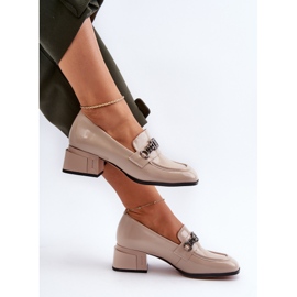 Lakované kožené lodičky na béžovém bloku S.Barski MR38-960 béžový 1