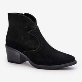 S.Barski Semišové kovbojské boty se zipem D&amp;A SN622-29 Black černý 1