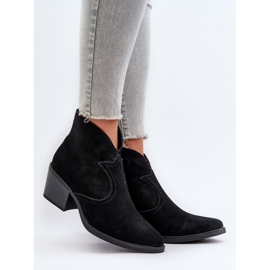 S.Barski Semišové kovbojské boty se zipem D&amp;A SN622-29 Black černý 2