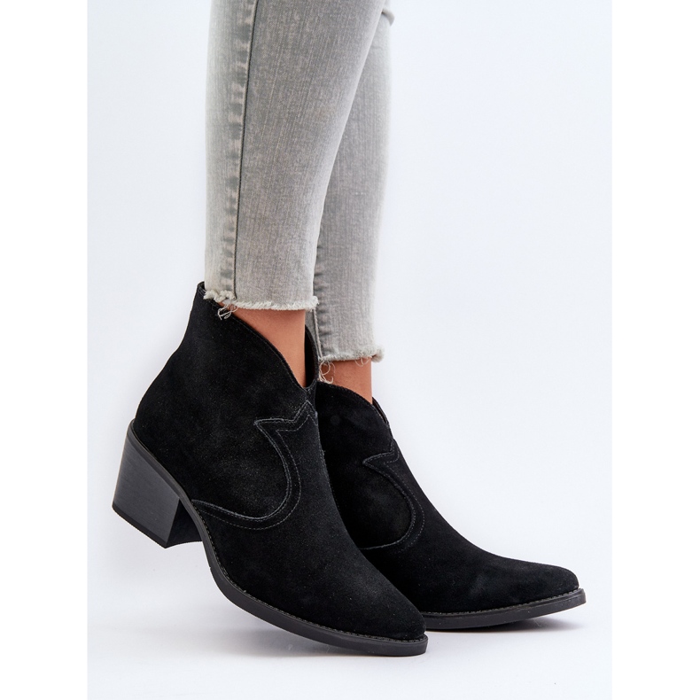 S.Barski Semišové kovbojské boty se zipem D&amp;A SN622-29 Black černý 2