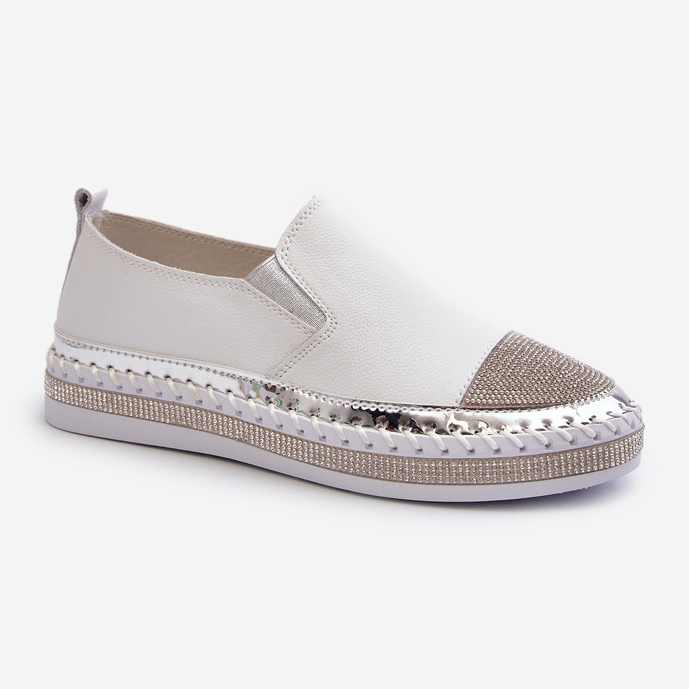 S.Barski Dámské kožené boty na platformě Bílá D&amp;A LR370 bílý 1