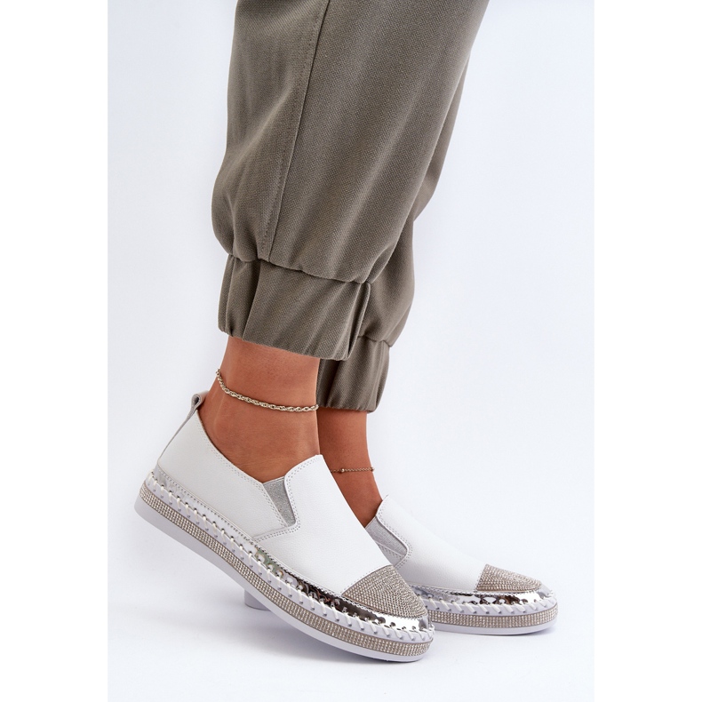 S.Barski Dámské kožené boty na platformě Bílá D&amp;A LR370 bílý 2