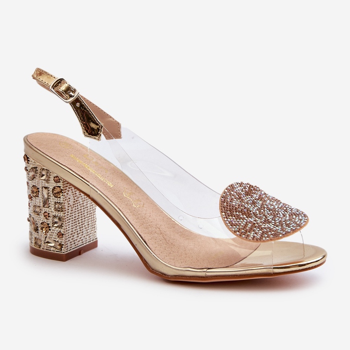 S.Barski Transparentní sandály na vysokém podpatku zlaté D&amp;A MR38-812 zlatý 2