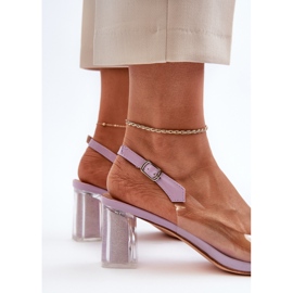 S.Barski Transparentní sandály na vysokém podpatku s ozdobou fialová D&A MR38-454 fialový 1 S.Barski Transparentní sandály na vysokém podpatku s ozdobou fialová D&A MR38-454 fialový 1