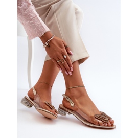 S.Barski Transparentní sandály na nízkém podpatku s motýlem, růžové zlato D&amp;A MR38-388 růžový 1