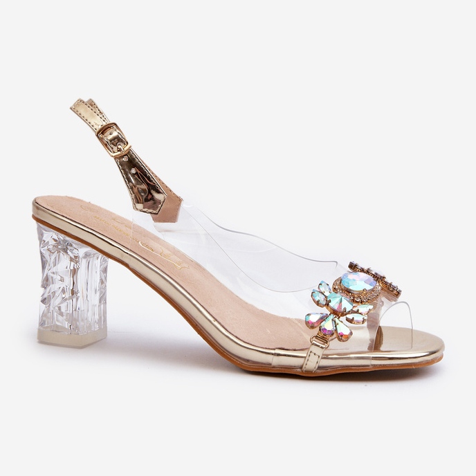 S.Barski Elegantní sandály na vysokém podpatku se zlatým zdobením D&A MR38-444 2 S.Barski Elegantní sandály na vysokém podpatku se zlatým zdobením D&A MR38-444 2