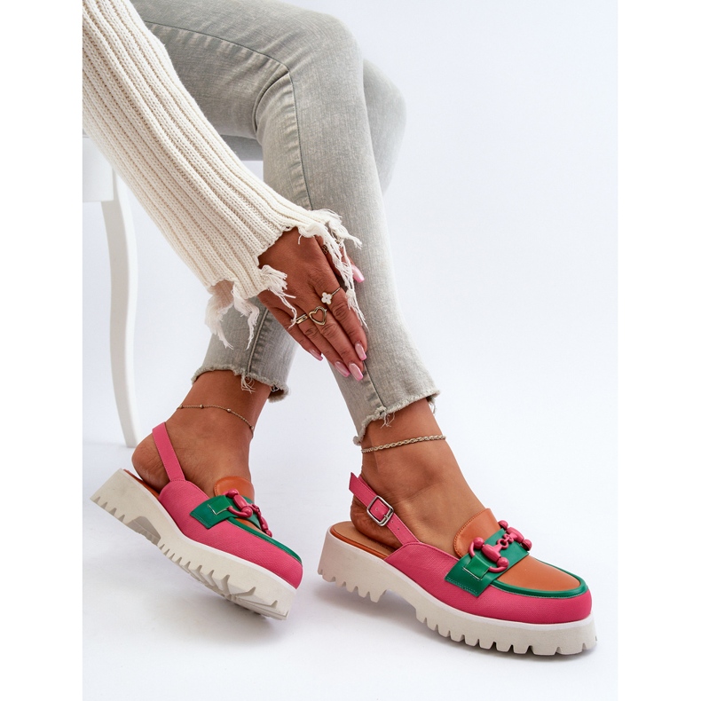 S.Barski Dámské sandály na plochém podpatku s ozdobou oranžová D&amp;A MR38-656 oranžový 1