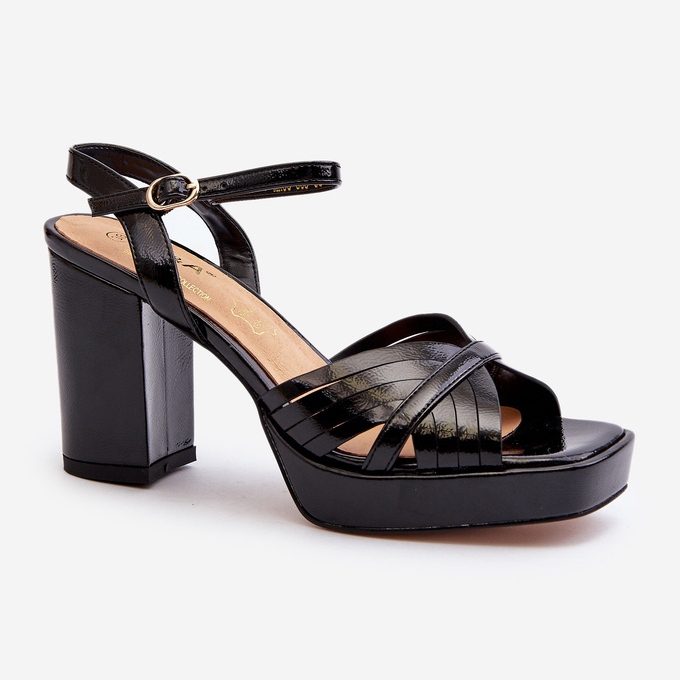S.Barski Patentované dámské sandály na vysokém podpatku Černá D&amp;A MR38-668 1
