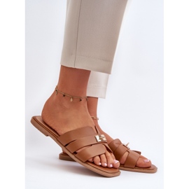 Dámské ploché žabky s výzdobou Camel Kavinia hnědý 2