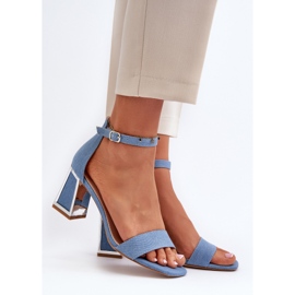 Modré džínové sandály Pholia na vysokém podpatku modrý 2