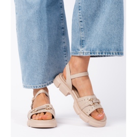 Goodin Dámské béžové kožené sandály béžový 2