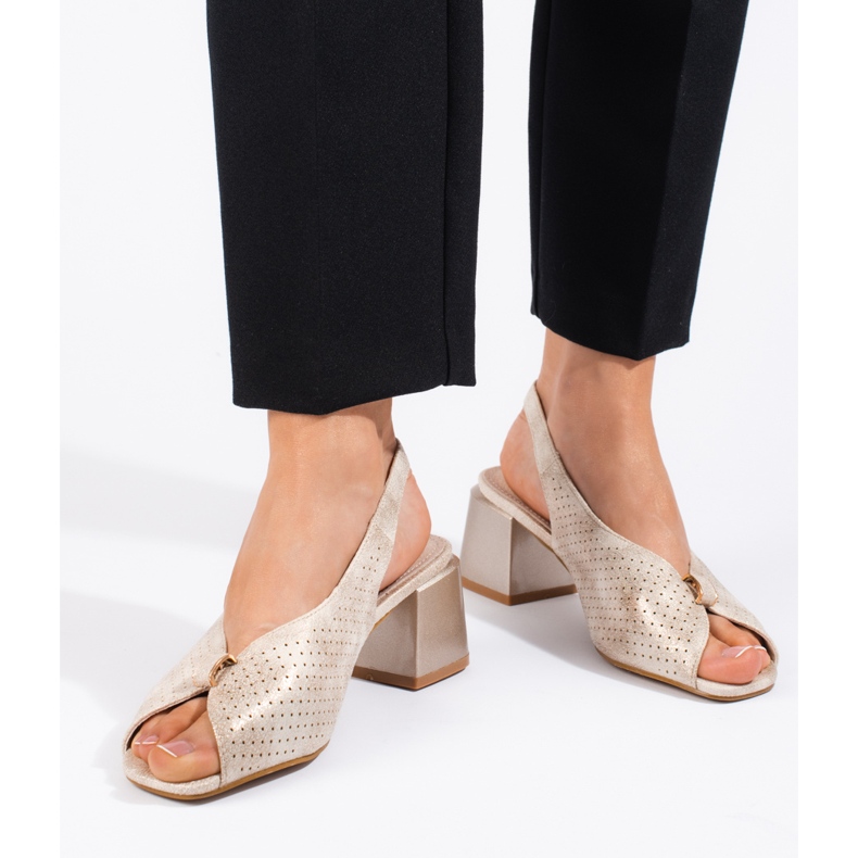 Goodin Elegantní zlaté sandály na vysokém podpatku zlatý 2