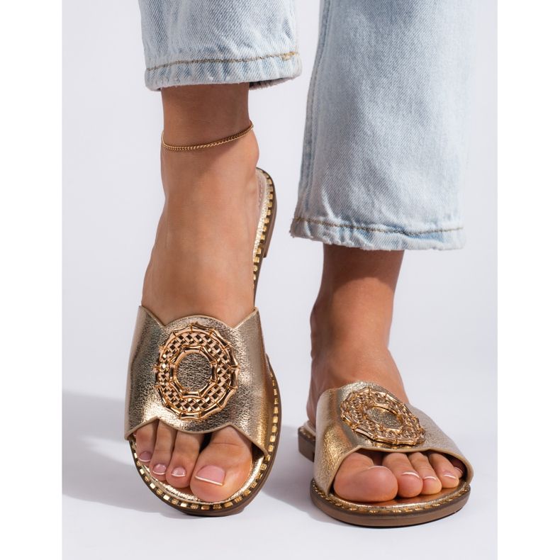 Goodin Dámské zlaté pantofle zlatý 1 Goodin Dámské zlaté pantofle zlatý 1