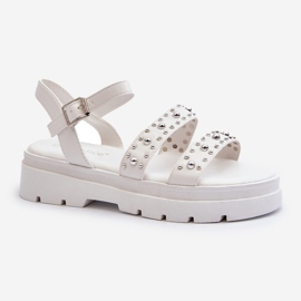 Dámské zdobené sandály z eko kůže bílé Arcida bílý 2