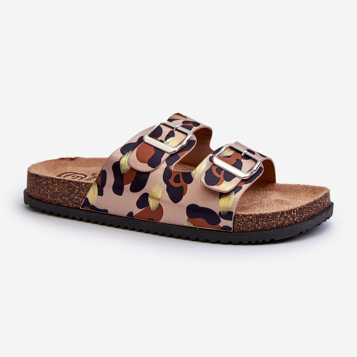 Béžové a hnědé dámské žabky s přezkami Oliena béžový 2