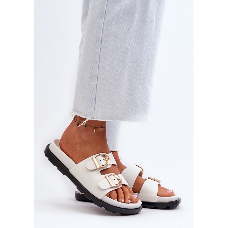 Dámské žabky z eko kůže s přezkami, bílá Valmira bílý 2