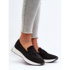 Dámské mokasíny na platformě Eco Suede Black Inesqua černý 2