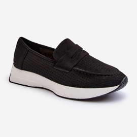 Dámské mokasíny na platformě Eco Suede Black Inesqua černý 1