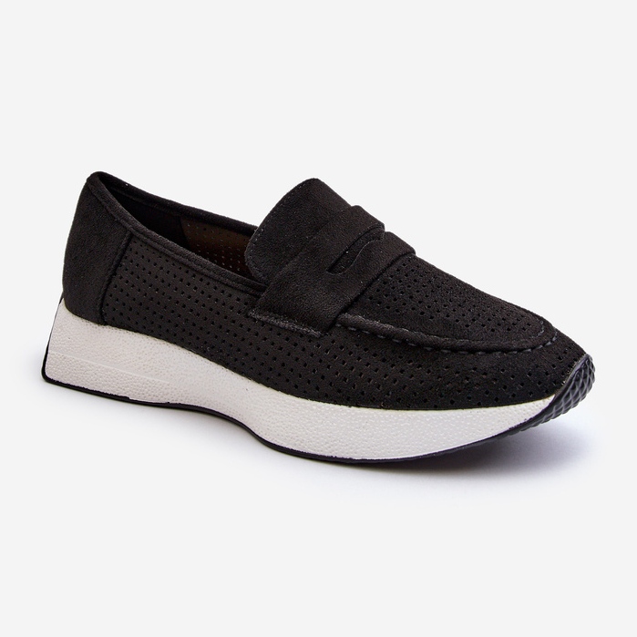 Dámské mokasíny na platformě Eco Suede Black Inesqua černá 1