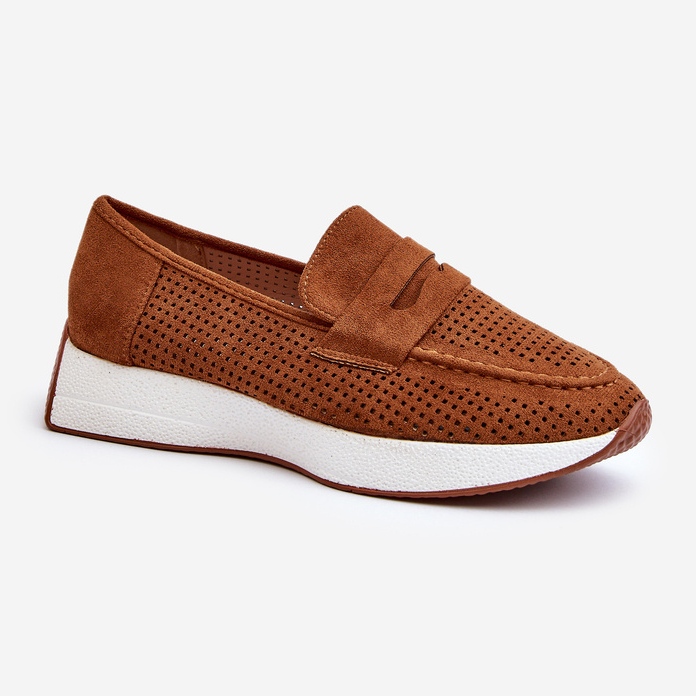 Dámské eko semišové mokasíny Camel Inesqua na platformě hnědý 1