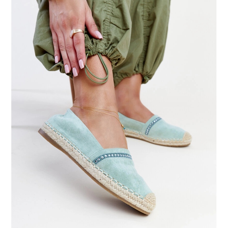 Zelené espadrilky s kamínky Abia zelený 1