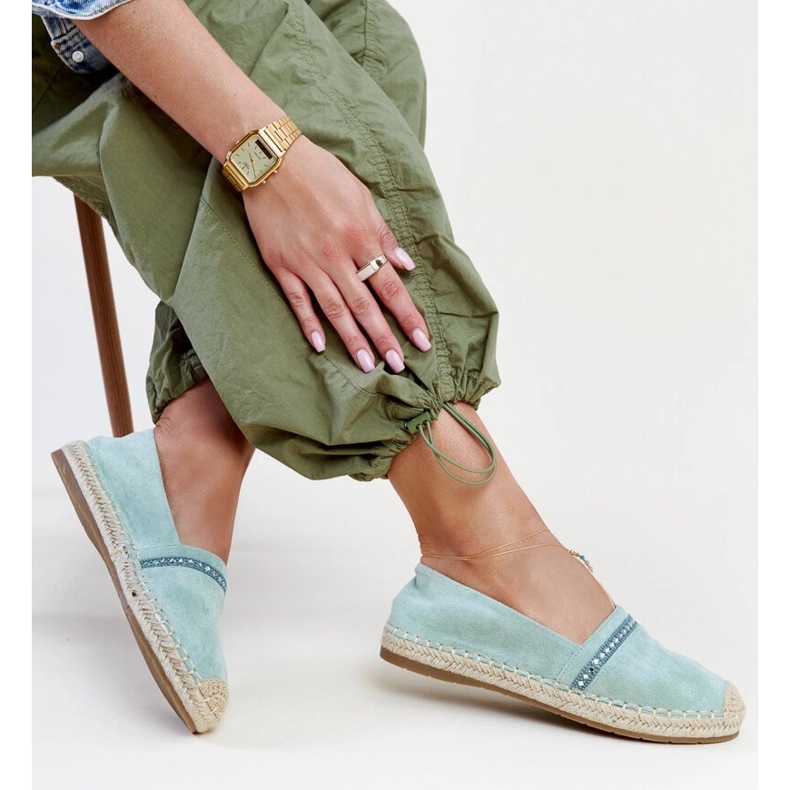 Zelené espadrilky s kamínky Abia zelená 2