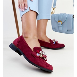 Vínové mokasíny s dekoracemi Dahera červené 1 Vínové mokasíny s dekoracemi Dahera červené 1
