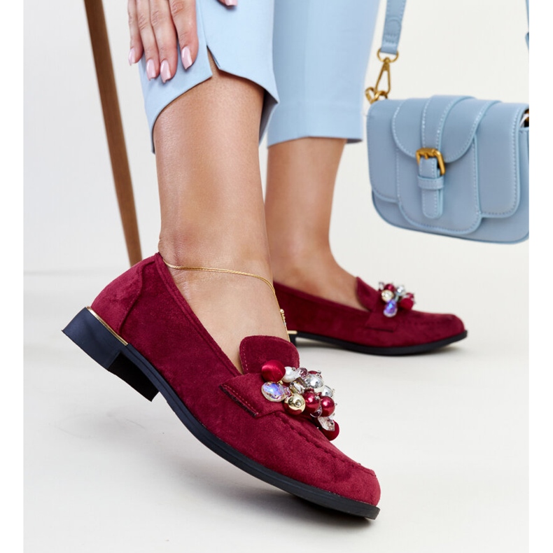 Vínové mokasíny s dekoracemi Dahera červené 1 Vínové mokasíny s dekoracemi Dahera červené 1