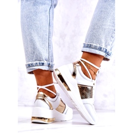 S.Barski Dámské Kožené Sportovní Boty Na Klínu Bílá Larson bílý 4