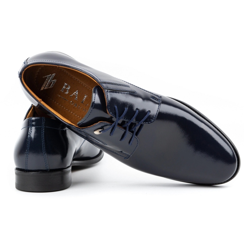 Balak Pánské společenské boty z kůže, lakovaná 480, tmavě modrá modrý 3