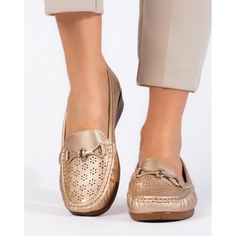 Dámské zlaté mokasíny zlatý 1