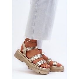 Dámské zdobené sandály Eco Leather Gold Arcida zlatý 2 Dámské zdobené sandály Eco Leather Gold Arcida zlatý 2