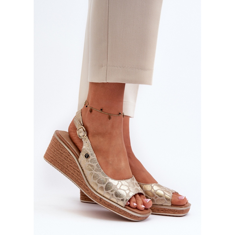Dámské sandály Sergio Leone SK301 na zlatém klínu zlatý 2