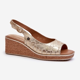 Dámské sandály Sergio Leone SK301 na zlatém klínu zlatý 1