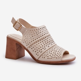 Prolamované sandály na vysokém podpatku Sergio Leone SK565 světle béžová béžový 1