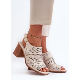 Prolamované sandály na vysokém podpatku Sergio Leone SK565 světle béžová béžový 2