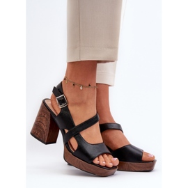 Dámské sandály na vysokém podpatku Sergio Leone SK577 Black černá 2