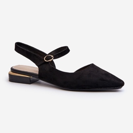 Dámské baleríny na nízkém podpatku s otevřenými podpatky Sergio Leone SK831 Black černý 1