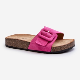 Dámské žabky s přezkou Eco Suede Fuchsia Laeltia růžový 2