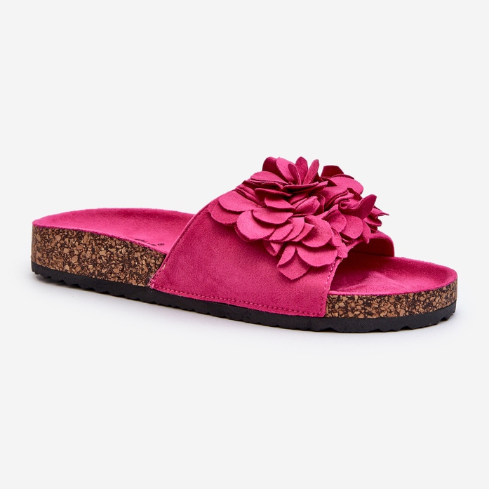 Dámské žabky na korkové platformě vyrobené z Eco Suede Fuchsia Jaihini růžový 1