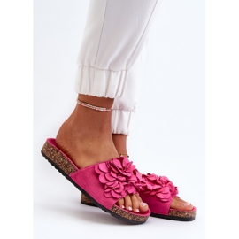 Dámské žabky na korkové platformě vyrobené z Eco Suede Fuchsia Jaihini růžový 2