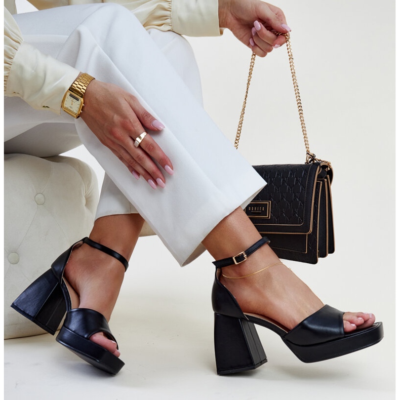 Černé sandály Vesna na vysokém podpatku černá 1