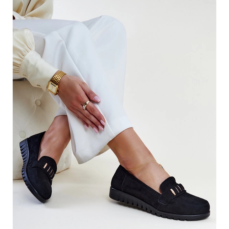 Černé mokasíny s ozdobným pruhem značky Marlisa černá 1