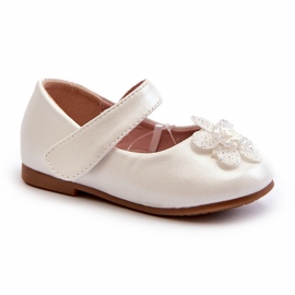 Miss Dětské balerínky se zapínáním na suchý zip a zdobením, bílé bílý 1