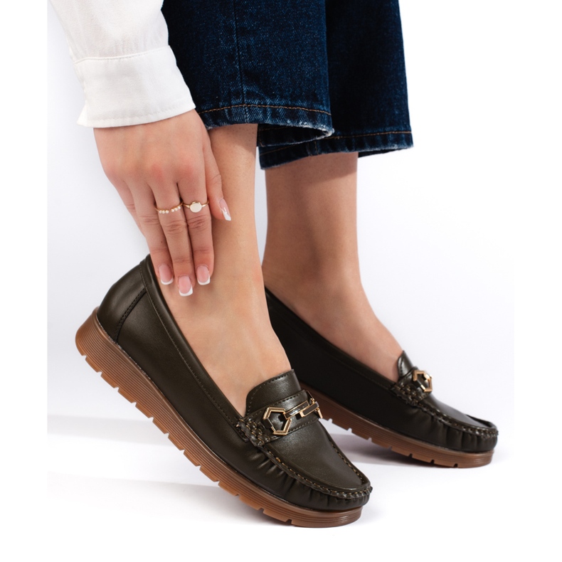 Pohodlné dámské mokasíny tmavě zelené barvy zelená 1