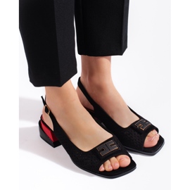 Goodin Dámské prolamované sandály na nízkém podpatku, černé černá 1